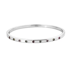 Multi-Tourmaline 0.70 ctw Bangle Bracelet in Stainless Steel