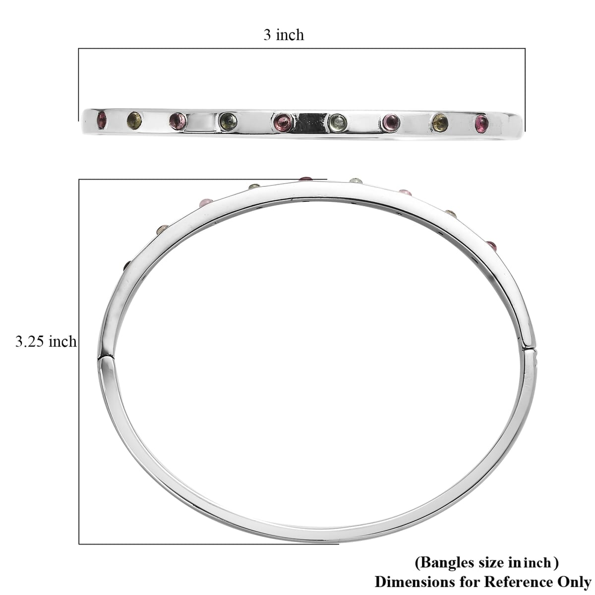 Multi-Tourmaline 0.70 ctw Bangle Bracelet in Stainless Steel image number 4