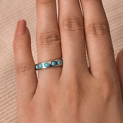 Sleeping Beauty Turquoise 0.80 ctw Band Ring in Stainless Steel (Size 10.0)