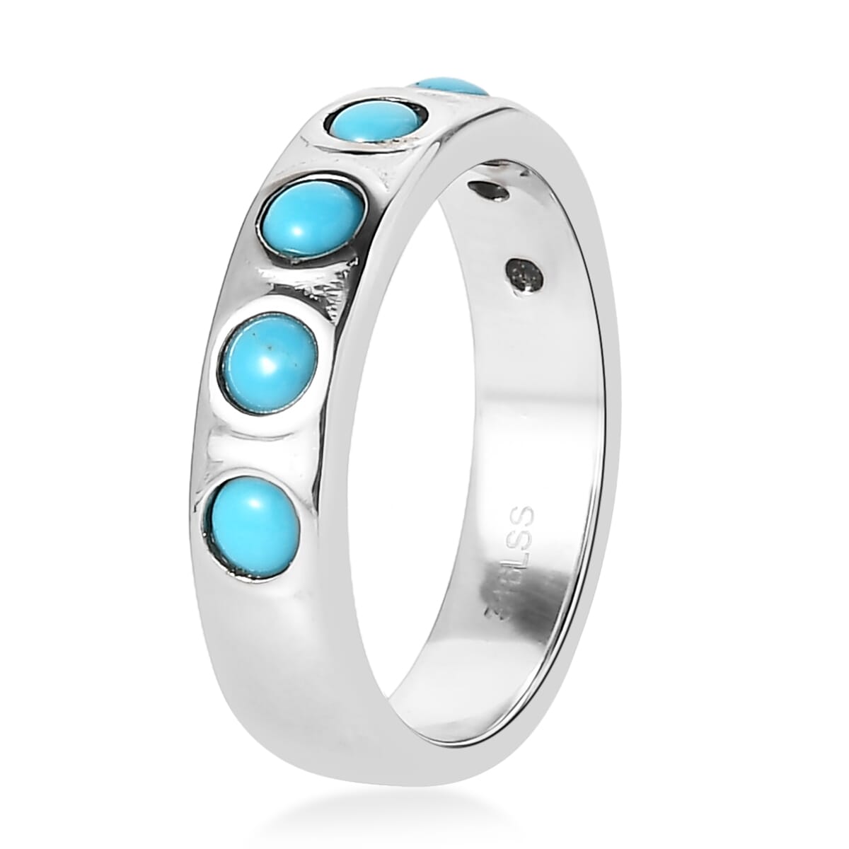 Sleeping Beauty Turquoise Band Ring in Stainless Steel (Size 10.0) 0.80 ctw image number 3