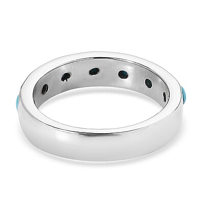 Sleeping Beauty Turquoise 0.80 ctw Band Ring in Stainless Steel (Size 10.0)