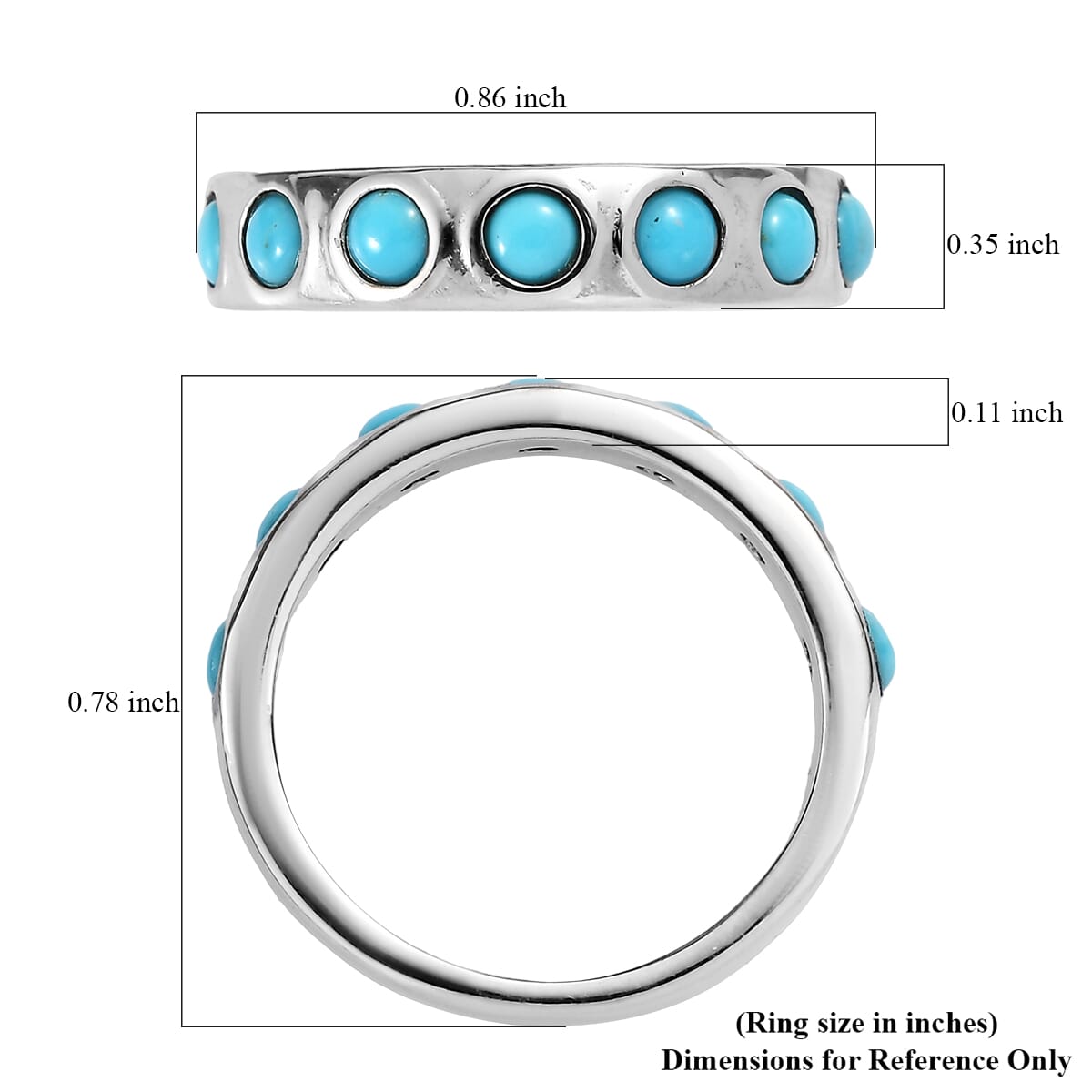 Sleeping Beauty Turquoise Band Ring in Stainless Steel (Size 10.0) 0.80 ctw image number 5