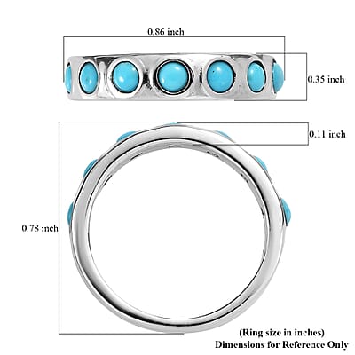 Sleeping Beauty Turquoise 0.80 ctw Band Ring in Stainless Steel (Size 10.0)