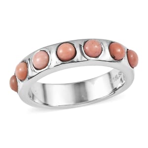 Peruvian Pink Opal 0.80 ctw Band Ring in Stainless Steel (Size 10.0)
