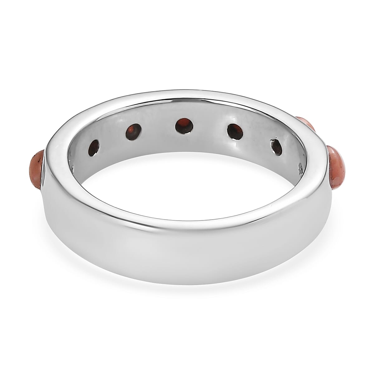 Peruvian Pink Opal 0.80 ctw Band Ring in Stainless Steel (Size 6.0) image number 4