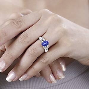 Luxoro AAA Tanzanite, Natural Champagne and White Diamond I2 2.23 ctw Ring in 14K White Gold (Size 10.0) (Del. in 10-12 Days)
