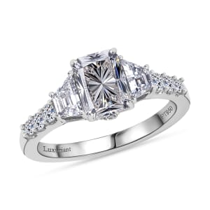 IGI Certified Radiant Cut Luxuriant Lab Grown Diamond E-F VS 2.00 ctw Radiant Empire Ring in 950 Platinum (Size 10.0)