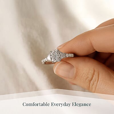 IGI Certified Radiant Cut Luxuriant Lab Grown Diamond E-F VS 2.00 ctw Radiant Empire Ring in 950 Platinum (Size 10.0)