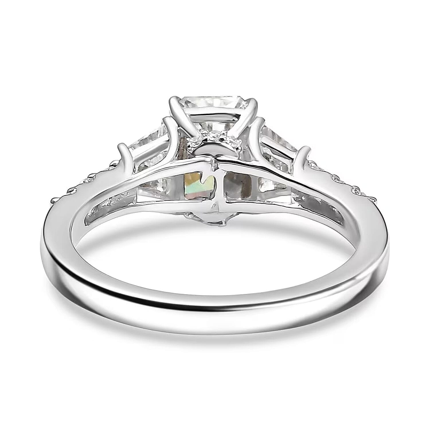 IGI Certified Radiant Cut Luxuriant Lab Grown Diamond E-F VS 2.00 ctw Radiant Empire Ring in 950 Platinum (Size 10.0)