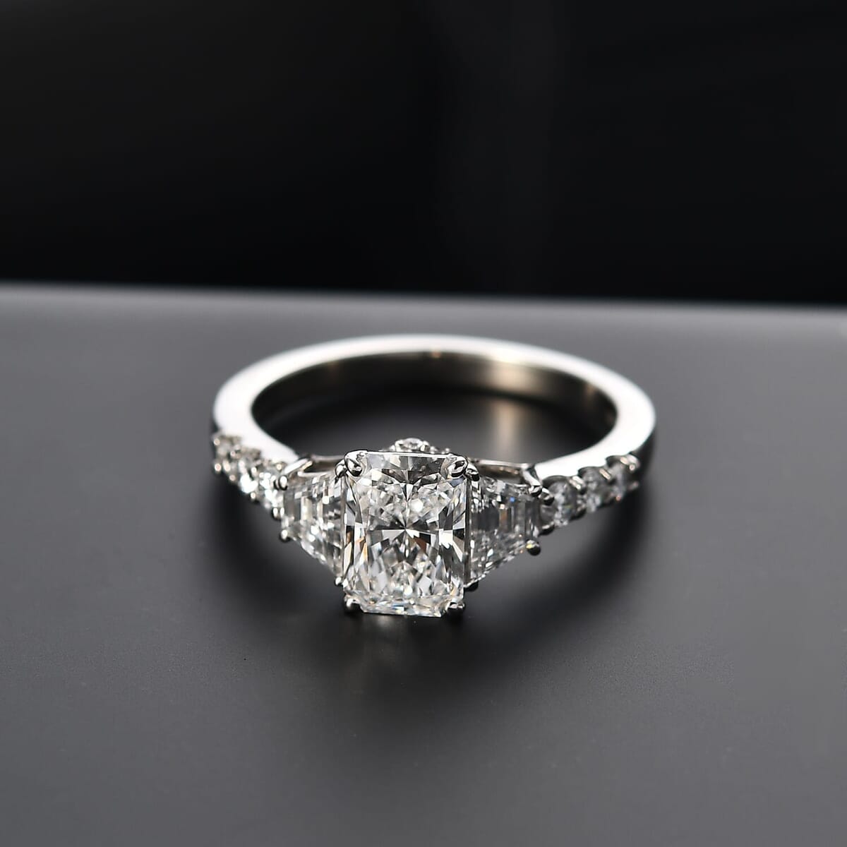 IGI Certified 950 Platinum Radiant Cut Luxuriant Lab Grown Diamond (E-F, VS) Halo Ring (Size 10.0) 2.00 ctw image number 1