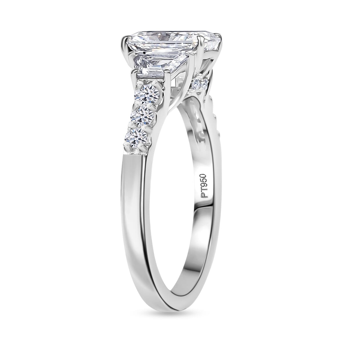 IGI Certified 950 Platinum Radiant Cut Luxuriant Lab Grown Diamond (E-F, VS) Halo Ring (Size 10.0) 2.00 ctw image number 3