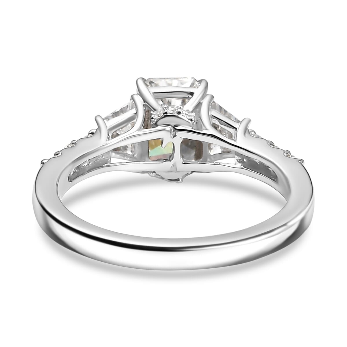IGI Certified 950 Platinum Radiant Cut Luxuriant Lab Grown Diamond (E-F, VS) Halo Ring (Size 10.0) 2.00 ctw image number 4