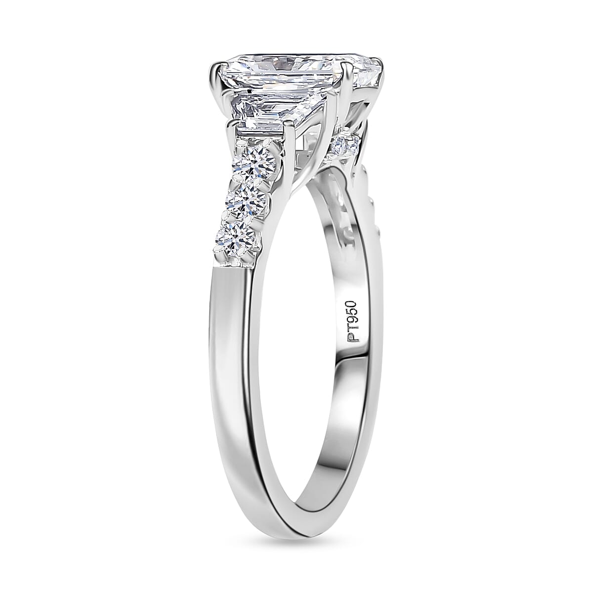 IGI Certified Radiant Cut Luxuriant Lab Grown Diamond E-F VS 2.00 ctw Radiant Empire Ring in 950 Platinum (Size 9.0) image number 3