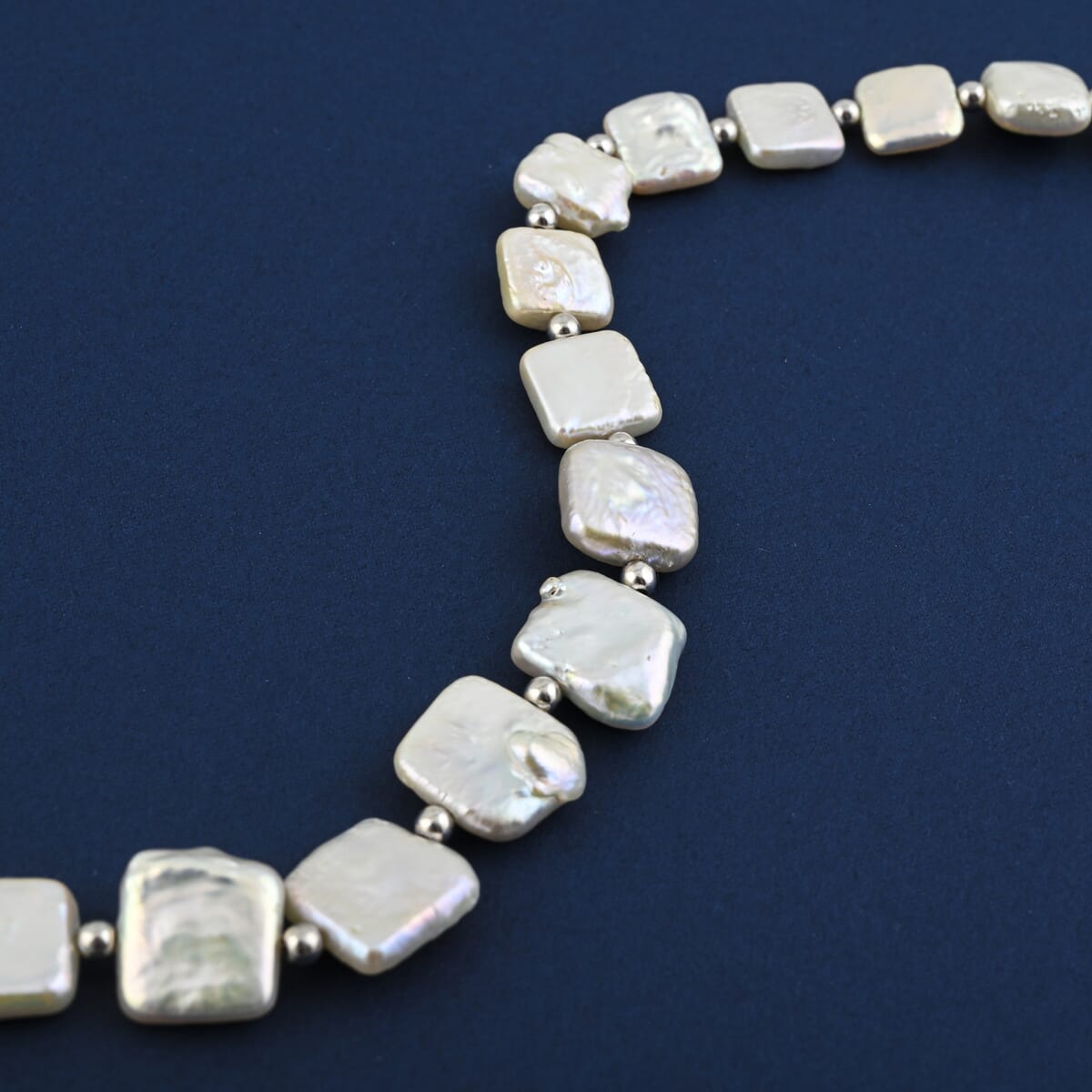 White Baroque Pearl Necklace in Rhodium Over Sterling Silver 18 Inches image number 1