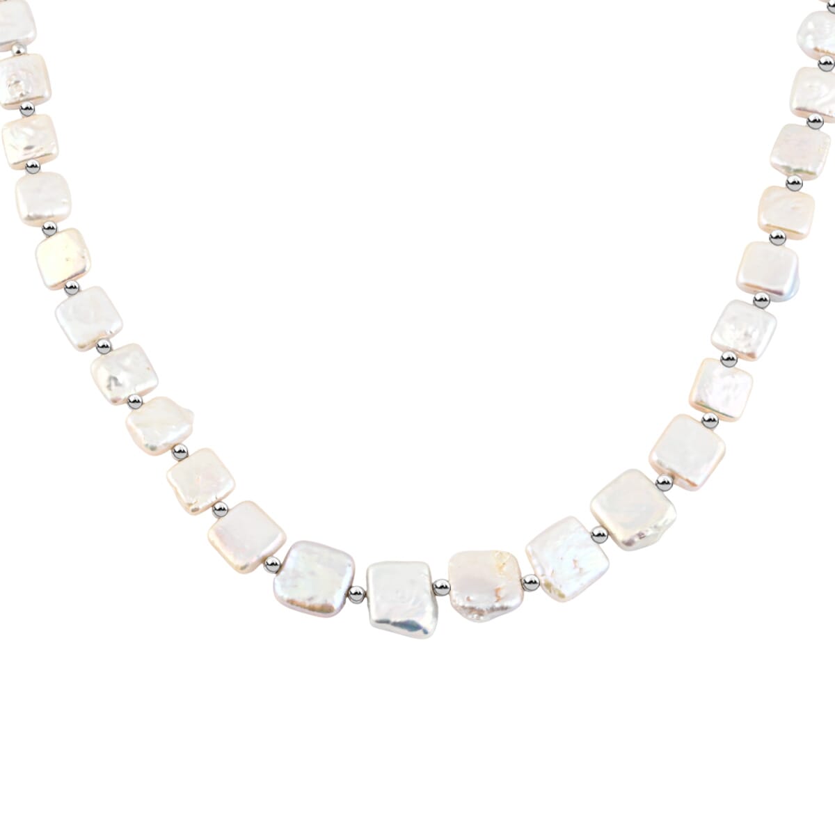 White Baroque Pearl Necklace in Rhodium Over Sterling Silver 18 Inches image number 4