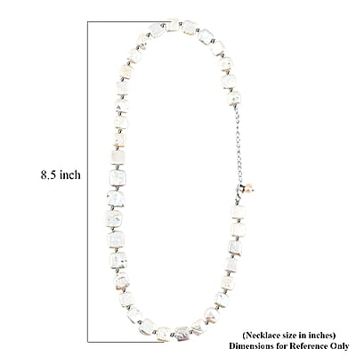 White Baroque Freshwater Pearl Necklace in Rhodium Over Sterling Silver (18 Inches)