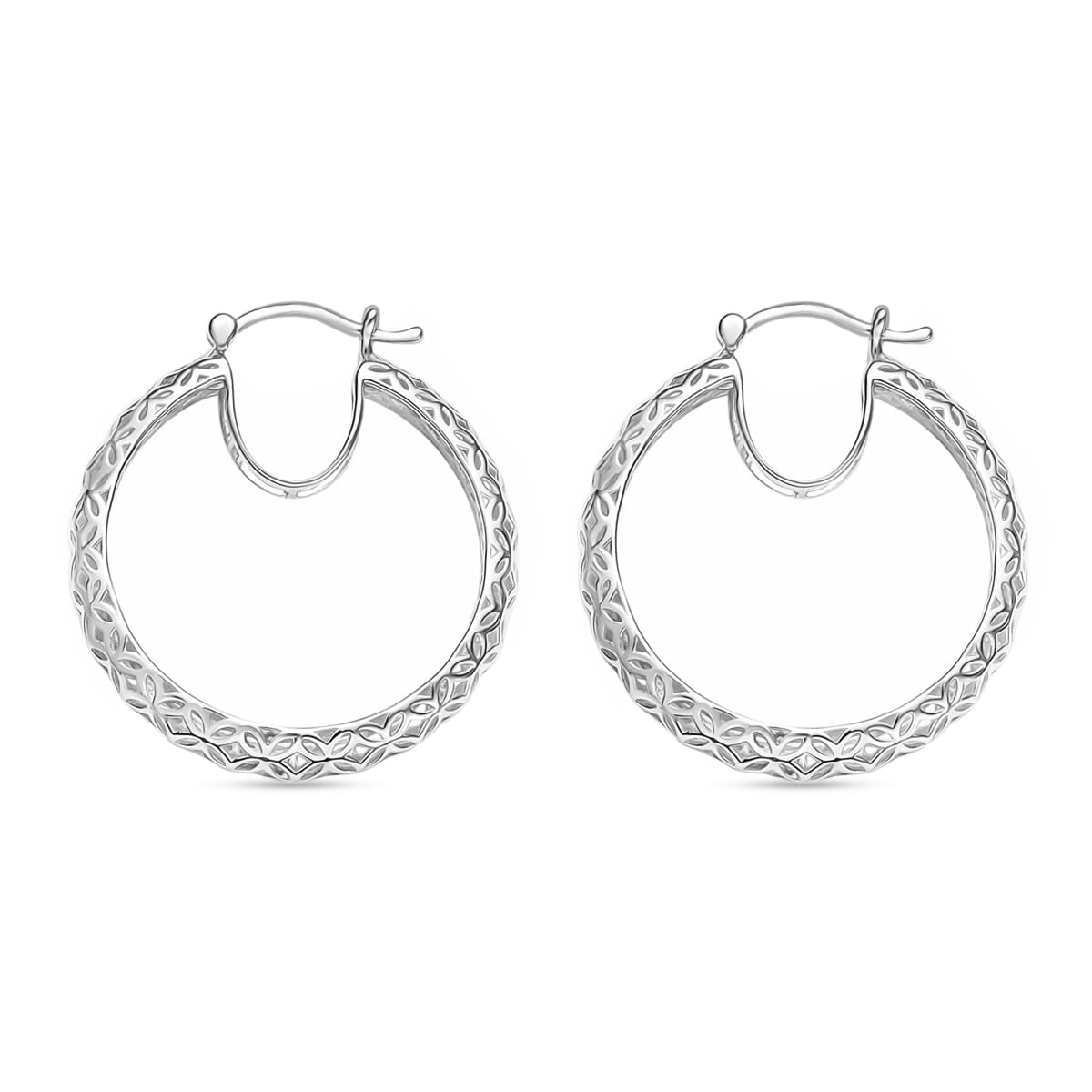 Mirage Collection Hoop Earrings in 10K White Gold 2.80 Grams image number 2