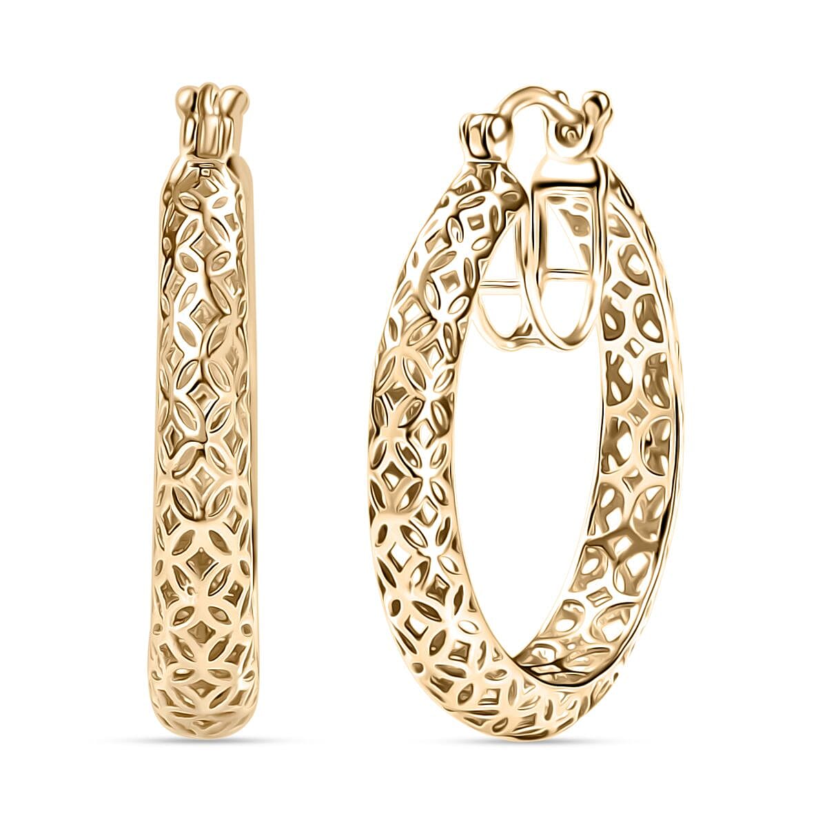 D'Joy Mirage Collection Hoop Earrings in 10K Yellow Gold 4 Grams