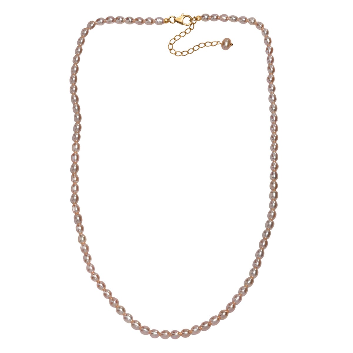 Pink Freshwater Pearl Oval Shape Necklace in 18K Vermeil Yellow Gold Over Sterling Silver 18 Inches image number 3