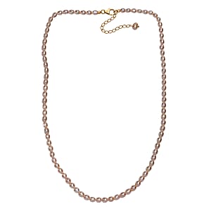 Pink Freshwater Pearl Oval Shape Necklace in 18K Vermeil Yellow Gold Over Sterling Silver 18 Inches