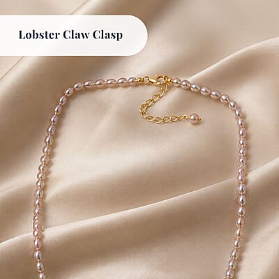GCS Pink Freshwater Pearl Oval Shape Necklace in 18K Vermeil Yellow Gold Over Sterling Silver 18 Inches
