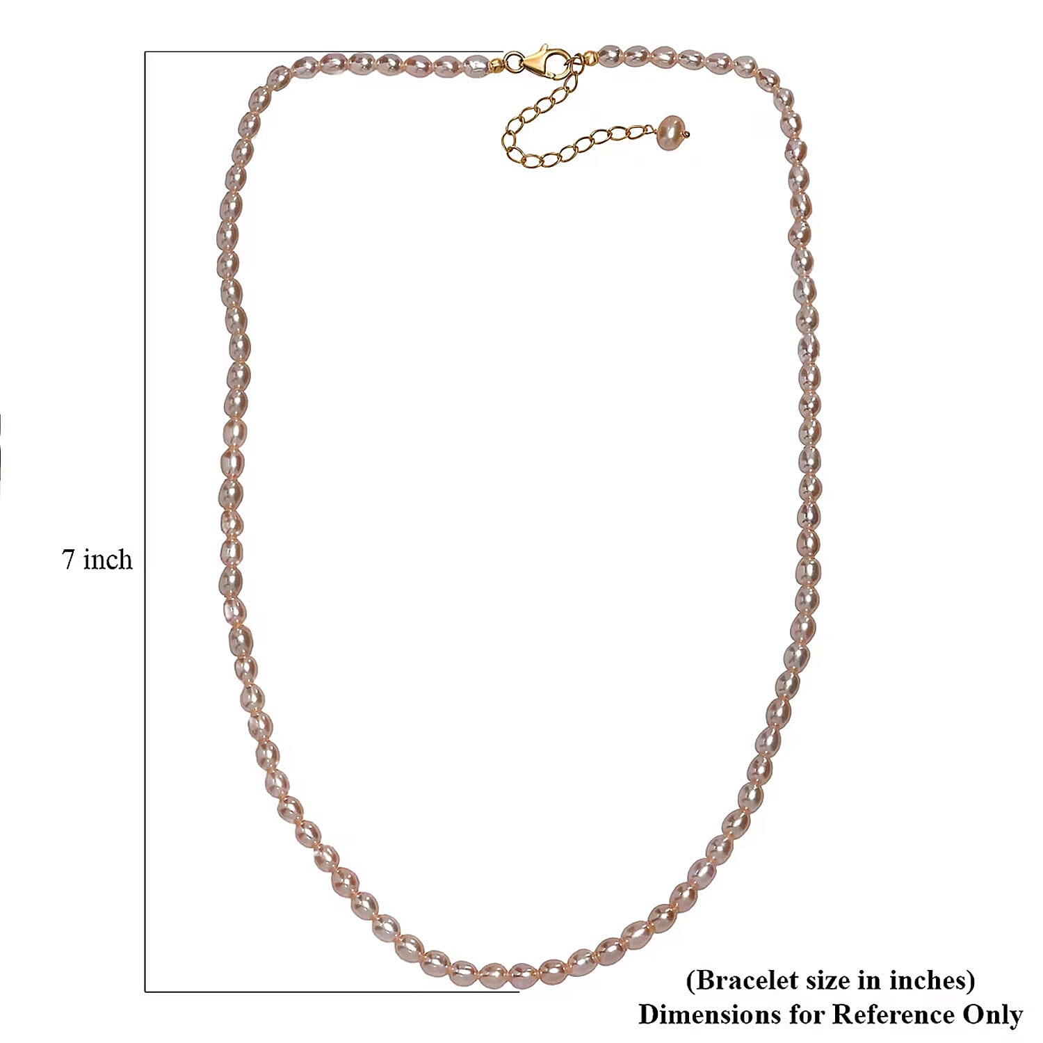 Pink Freshwater Pearl Oval Shape Necklace in 18K Vermeil Yellow Gold Over Sterling Silver 18 Inches