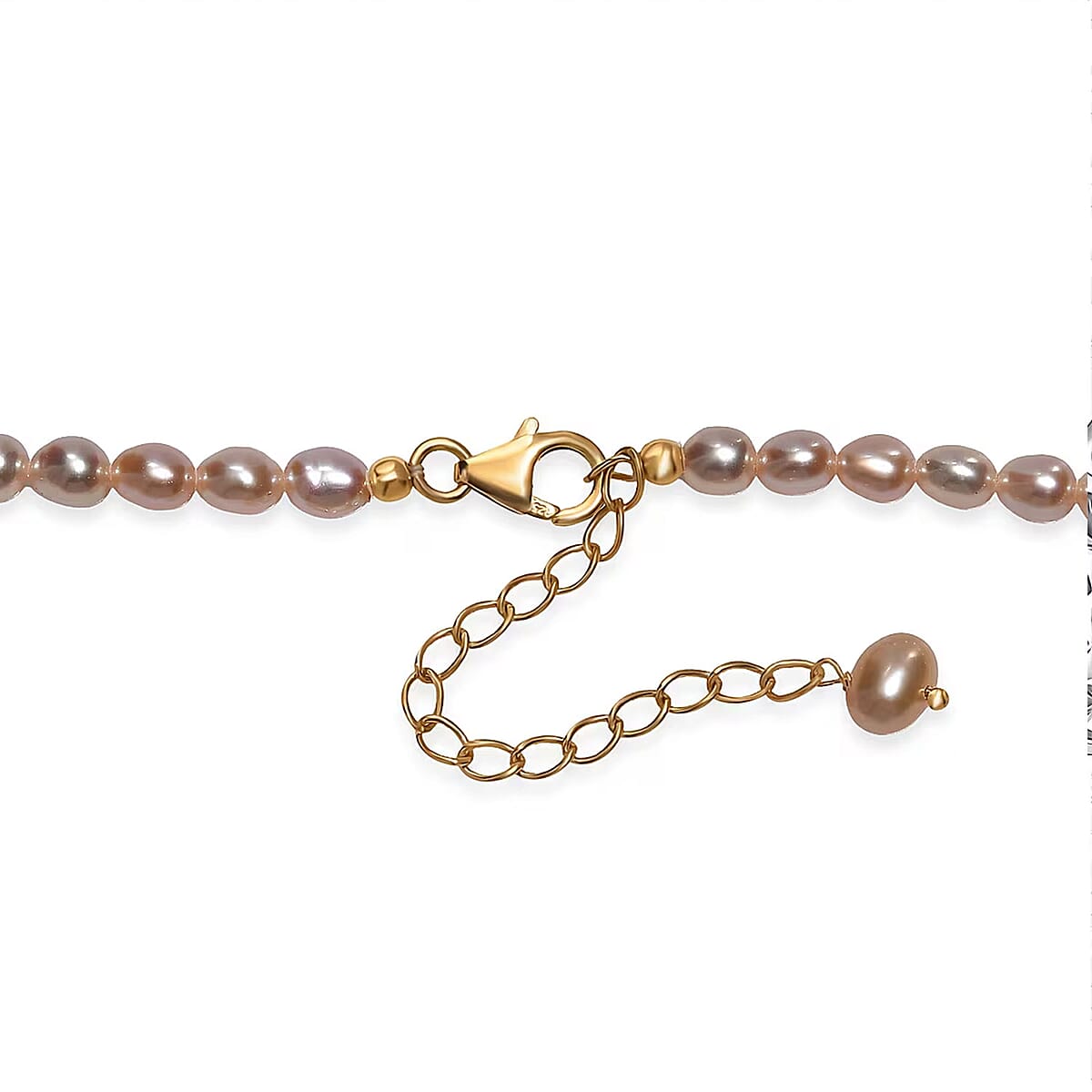 Pink Freshwater Pearl Oval Shape Necklace in 18K Vermeil Yellow Gold Over Sterling Silver 18 Inches image number 6