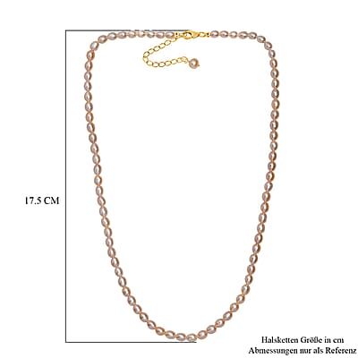 Lavender Pearl Necklace (18 Inches) in 18K Vermeil Yellow Gold Over Sterling Silver