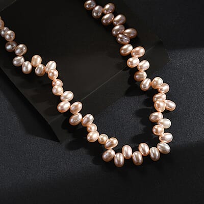 Pink Freshwater Pearl Dancing Bubbles Necklace in 18K Vermeil Yellow Gold Over Sterling Silver 18 Inches