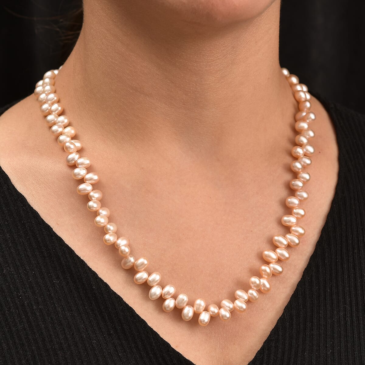 Pink Freshwater Pearl Fancy Necklace in 18K Vermeil Yellow Gold Over Sterling Silver 18 Inches image number 2