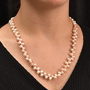 Pink Freshwater Pearl Dancing Bubbles Necklace in 18K Vermeil Yellow Gold Over Sterling Silver 18 Inches