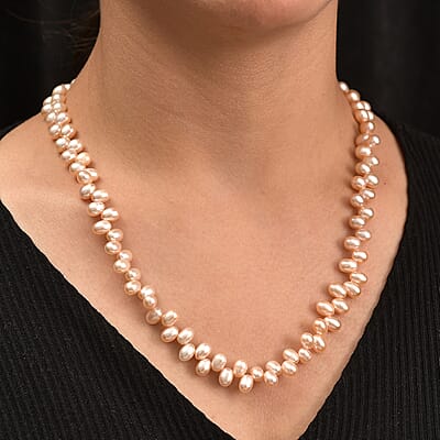 Pink Freshwater Pearl Dancing Bubbles Necklace in 18K Vermeil Yellow Gold Over Sterling Silver 18 Inches