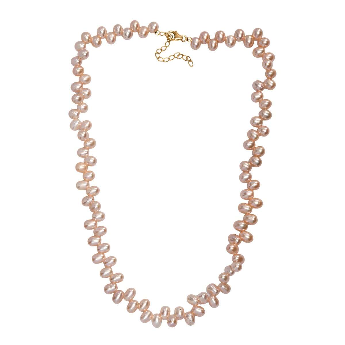 Pink Freshwater Pearl Fancy Necklace in 18K Vermeil Yellow Gold Over Sterling Silver 18 Inches image number 3