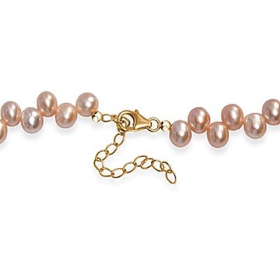 Pink Freshwater Pearl Dancing Bubbles Necklace in 18K Vermeil Yellow Gold Over Sterling Silver 18 Inches