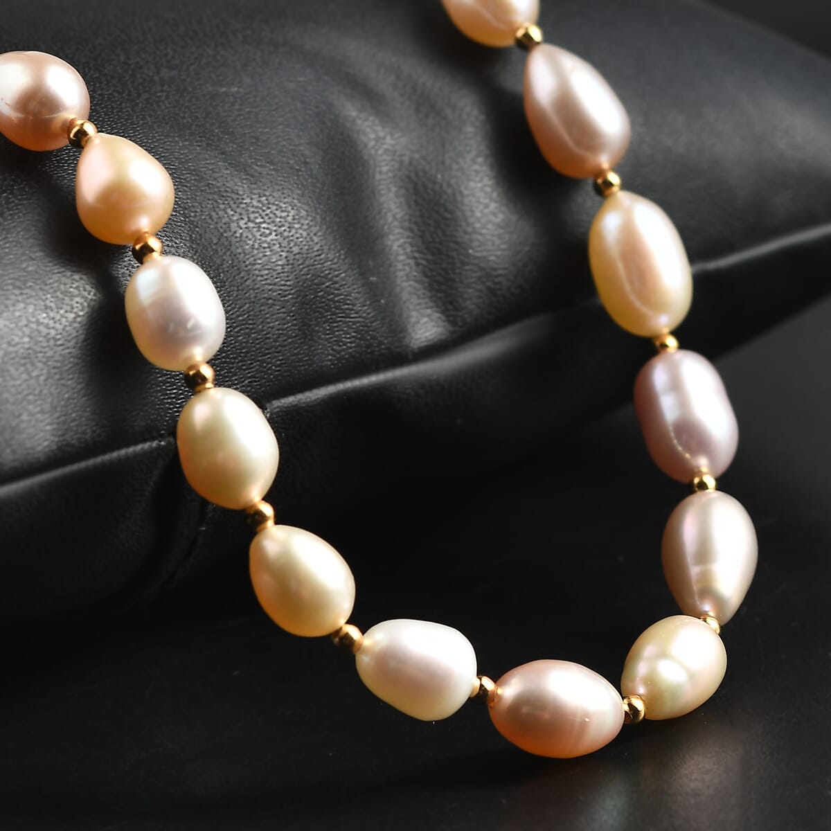 Multi Color Fresh Water Pearl Necklace in 18K Vermeil Yelllow Gold Over Sterling Silver 18 Inches image number 1