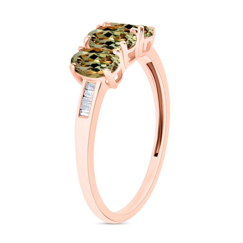 AAA Turkizite and Diamond 1.62 ctw Ring in 18K Vermeil Rose Gold Over Sterling Silver (Size 10.0)
