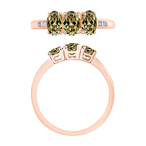 AAA Turkizite and Diamond 1.62 ctw Ring in 18K Vermeil Rose Gold Over Sterling Silver (Size 10.0) (Del. in 10-12 Days)