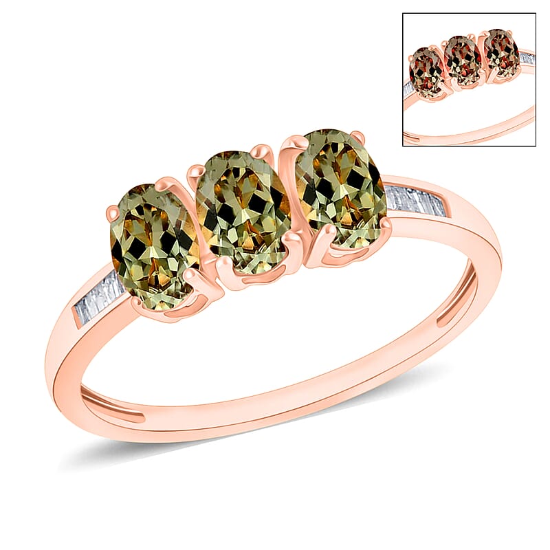 AAA Turkizite and Diamond 1.62 ctw Ring in 18K Vermeil Rose Gold Over Sterling Silver (Size 12.0)