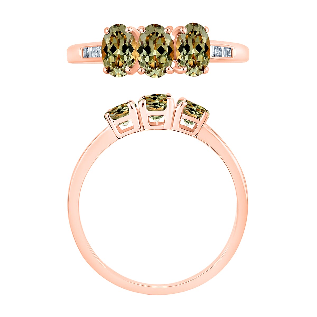 Buy AAA Turkizite and Diamond 1.62 ctw Ring in 18K Vermeil Rose Gold ...