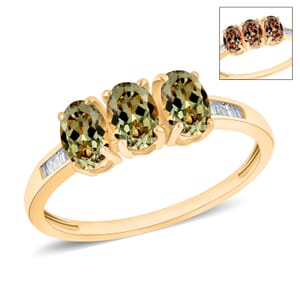AAA Turkizite and Diamond 1.62 ctw Ring in 18K Vermeil Yellow Gold Over Sterling Silver (Size 10.0)