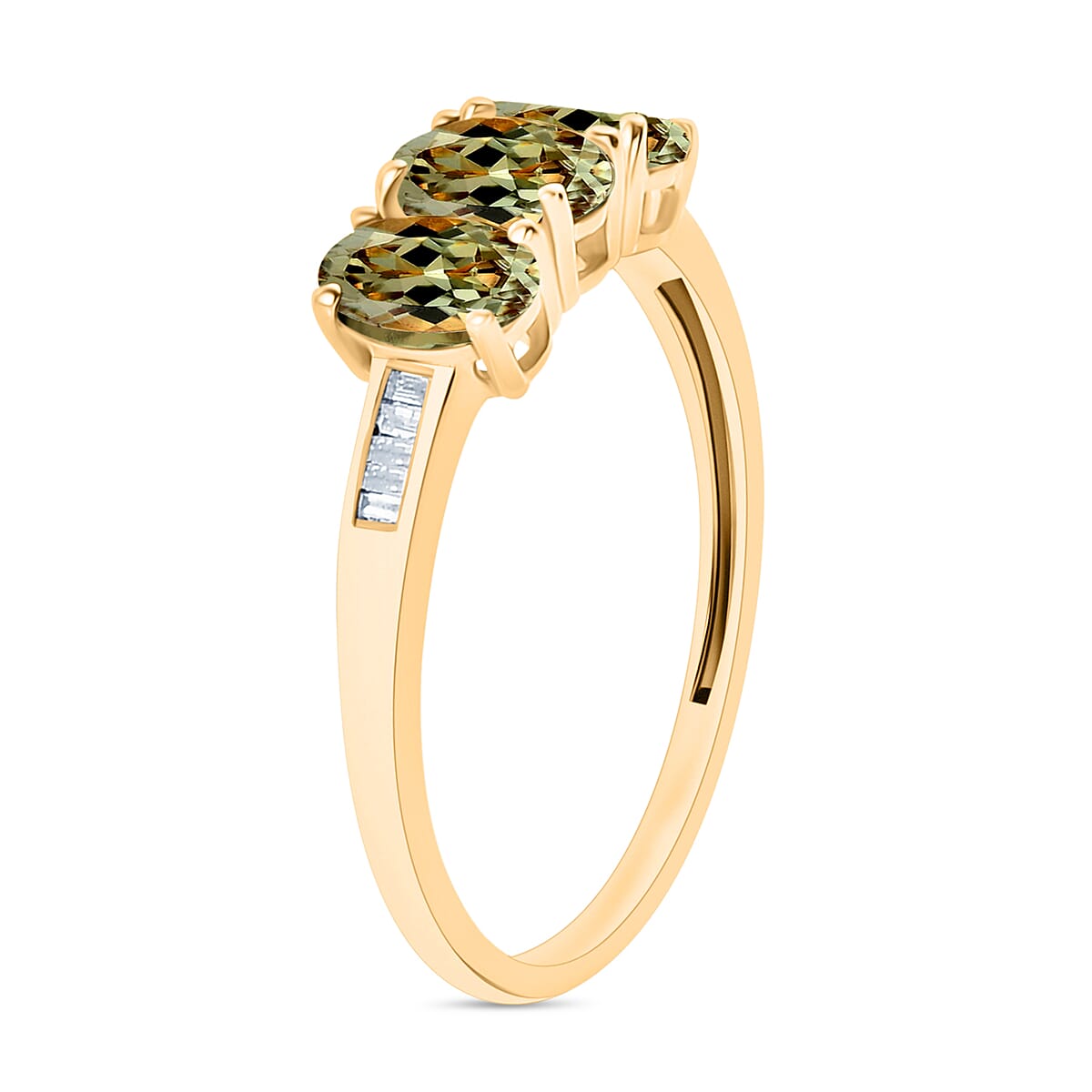 AAA Turkizite and Diamond 1.62 ctw Ring in 18K Vermeil Yellow Gold Over Sterling Silver (Size 10.0) image number 2