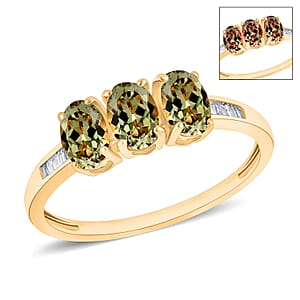 D'Joy AAA Turkizite, Diamond Ring in 18K Vermeil Yellow Gold Over Sterling Silver 1.62 ctw (Size 9.0)