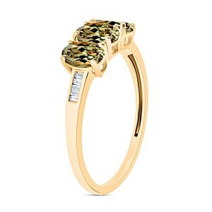 D'Joy AAA Turkizite, Diamond Ring in 18K Vermeil Yellow Gold Over Sterling Silver 1.62 ctw (Size 9.0)