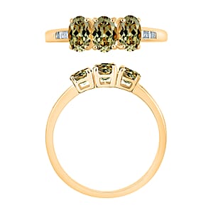D'Joy AAA Turkizite, Diamond Ring in 18K Vermeil Yellow Gold Over Sterling Silver 1.62 ctw (Size 9.0)