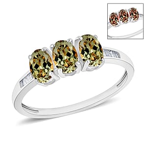 D'Joy AAA Turkizite and Diamond 1.62 ctw Ring in Rhodium Over Sterling Silver (Size 9.5)