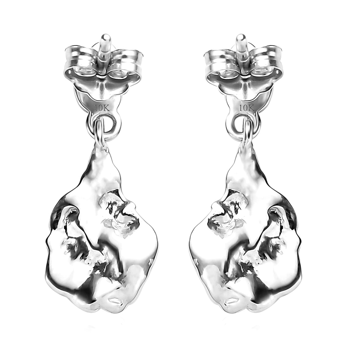 Nugget Earrings in 10K White Gold 2 Grams (Del. in 10-12 Days) image number 3
