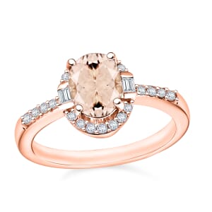 Marropino Morganite, Moissanite Ring in 18K Vermeil RG Over Sterling Silver (Size 10.0) 2.03 ctw