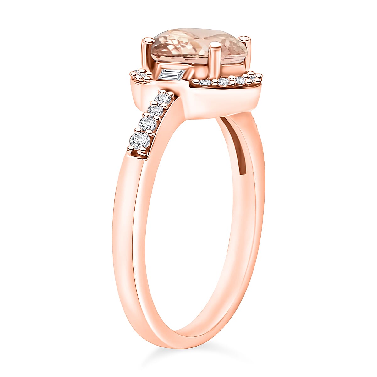 Marropino Morganite, Moissanite Ring in 18K Vermeil RG Over Sterling Silver (Size 10.0) 2.03 ctw image number 2