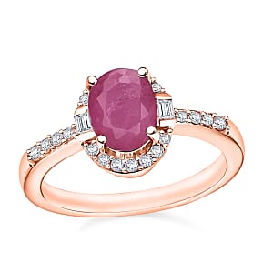 Mozambique Ruby and Moissanite 2.00 ctw Ring in 18K Vermeil Rose Gold Over Sterling Silver (Size 10) 2