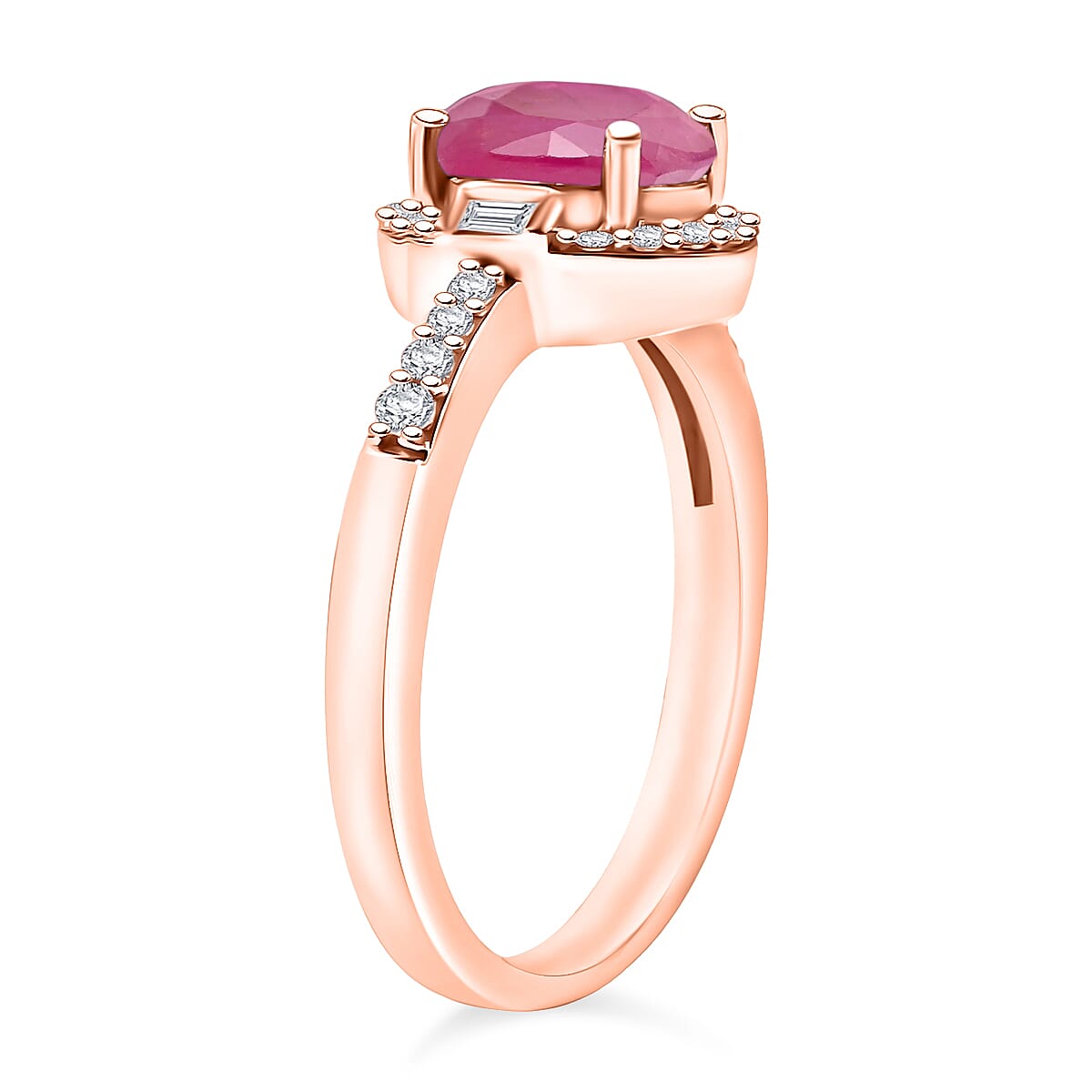 Mozambique Ruby and Moissanite 2.00 ctw Ring in 18K Vermeil Rose Gold Over Sterling Silver (Size 10) 2 image number 2